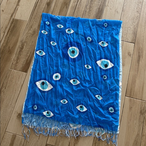 Blue Evil Eye Scarf Wrap — Lightweight Women’s Scarf - Picture 2 of 3